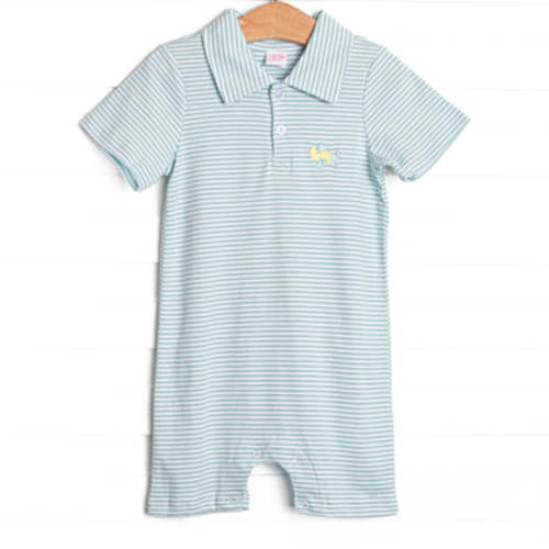 Up In the Sky Pima Embroidered Short Romper, Mint – Stitchy Fish