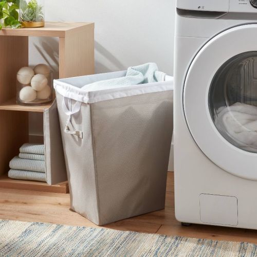 Gray Laundry Hamper with Lift Liner and Lid - Brightroom™: Clothes Basket, Dirty Clothes Storage, 80L Capacity