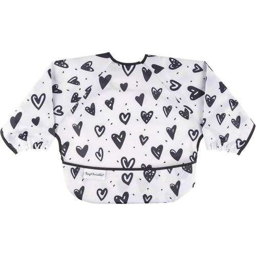 Tiny Twinkle Long Sleeve Bib for Babies & Toddlers | Waterproof Smock Bib for Eating | Machine Washable & Mess-Proof Feeding Essentials | Newborn Shower Gift (Hearts, 6–24M)