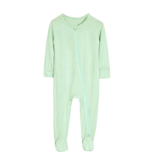 Hpgjzj Toddler Baby Pajamas Mittens Cuffs Feet Boy Girl Ribbed Knit Long Sleeve Romper 2 Way Zipper Bodysuit 0-18 Months