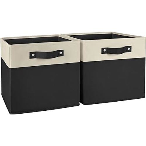 RiverRidge Kids storage bins - 10.5 Cube Storage Organizer with Handles – Black Two-Tone closet organizers and storage for Toys, Shoes & More - Fits RiverRidge Cabinets