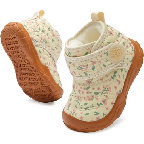 Barefoot Baby Boys Girls Boots Warm Winter House Shoes for Toddler Girls Boys Waterproof Fleece Kids Snow Boots Faux Fur Infant Booties Walking Shoes for Indoor Outdoor