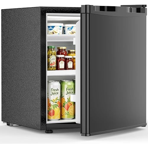 Electactic 1.6 Cu.ft Mini Fridge – Compact Reversible Door Refrigerator with Adjustable Thermostat, Ultra-Quiet Operation, Ideal for Office, Dorm, Bedroom, Apartment (Black)