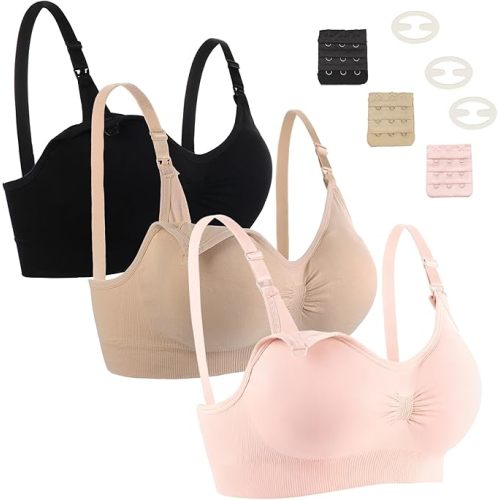 3 Pack Nursing Bra for Woman, Seamless Breastfeeding Bras