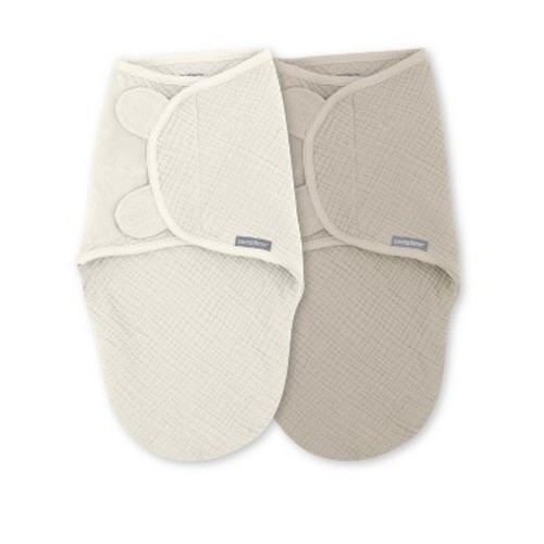 SwaddleMe by Ingenuity Baby Muslin Original 2pk Long Sleeve Swaddle Wraps - Cream/Cashew 0-3m