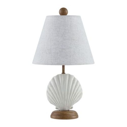 Crestview Collection 15.5"H White Resin Seashell Table Lamp With Shade