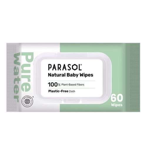 Parasol 99% Pure Water Baby Wipes for Sensitive Skin - 60ct: Latex-Free, Dye-Free, Alcohol-Free