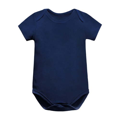 Toddler Bodysuits, Unisex Baby Cotton Crew Neck Short Sleeve Bodysuits, Solid Casual Loose Snap Closure Boys Girls Romper Navy 3-6 Months