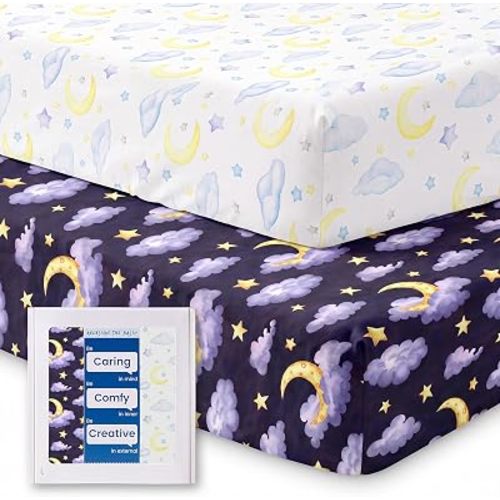 Pack N Play Sheets for Graco, Soft Mini Crib Fitted Sheets 2 Pack