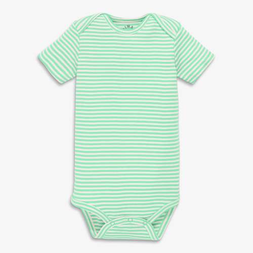 Clearance organic short sleeve babysuit in mini stripe | Primary.com