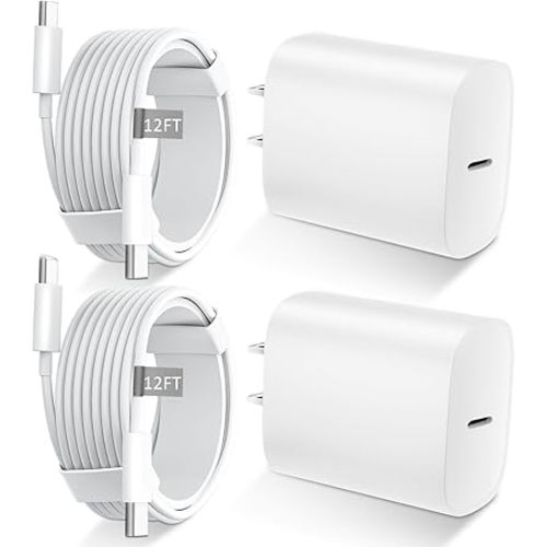 Phone 17 16 15 Charger Fast Charging Type C Chargers USB C Fast Charger Block & Phones 17 Charger Cord 12FT Long USB C Charging Cable for i.Phone 17/17 Pro/17 Pro Max/Air/Phone 16 15 Pro Max,White