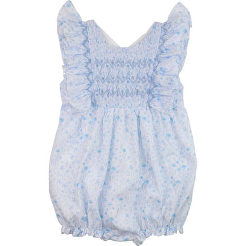 Blue Floral Smocked Bubble