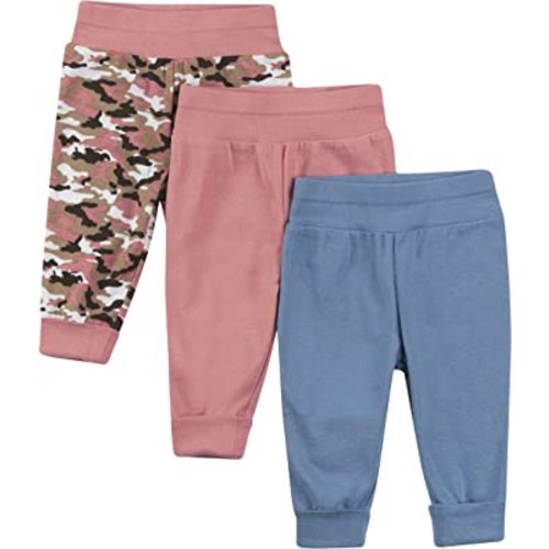 Hanes Pants, Flexy Soft Knit Pull-on Sweatpants, Stretch Joggers for Babies & Toddlers, 3-Pack