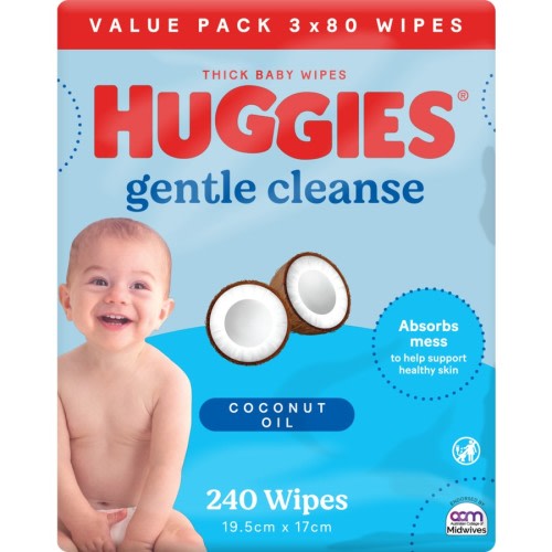 Huggies Thick Baby Wipes Coconut Oil 240 Pack