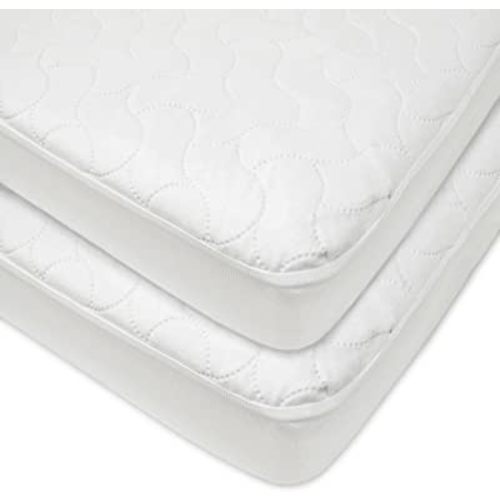 American Baby Company Waterproof Fitted Quilted Crib and Toddler Protective Pad Cover, White (2 Count)