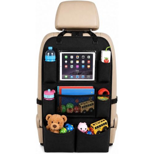 Car Backseat Organizer with Tablet Holder, Multi-Pocket Storage, Kick Mat Seat Protector for SUV, Truck