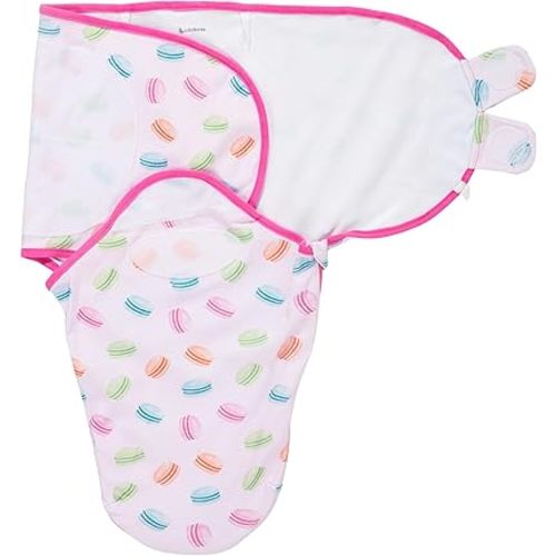 LollyBanks Baby Swaddle for Girls, 100% Organic Cotton Infant Sleep Sack 3-6 Months with Easy Zipper, Gentle and Airy Swaddles for Newborns, Adjustable Baby Sleeping Bag (Macaron Print)