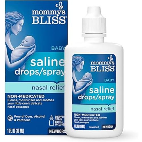 Mommy's Bliss Saline Drops/Spray, Nasal Relief for Newborns & Up, 1 Fl Oz