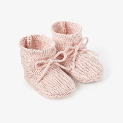 Pale Pink Garter Knit Baby Booties