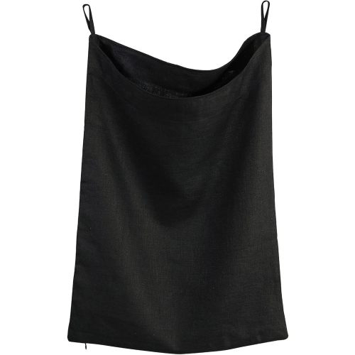 100% Linen Over The Door Laundry Hanging Hamper Bag with Bottom Zipper