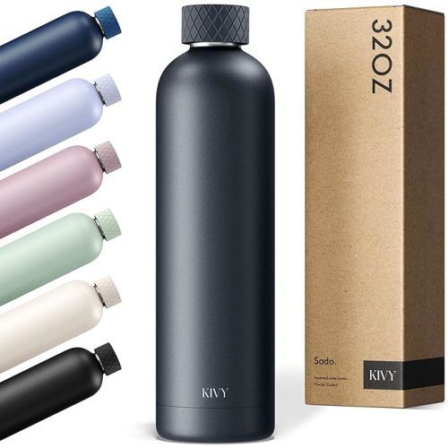 KIVY Stainless Steel Insulated Water Bottle 32oz [LEAK PROOF] Cold Up to 24 Hours, Hot Up to 18 Hours - Insulated Stainless Steel Water Bottle - Thermo Flask Drinking Bottle - BPA Free Water Bottle