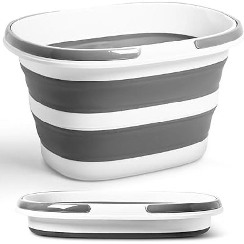 16L Collapsible Mop Bucket with Handles - Space Saving Foldable Silicone Tub for Cleaning, Laundry, Storage - Portable Wash Basin for Home & Car - 4.2 Gallon Compact Utility Bucket