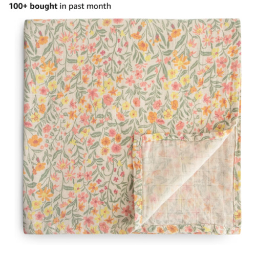 Amazon.com: mushie Muslin Baby Swaddle Blanket | 100% Organic Cotton (Pastel Blooms)