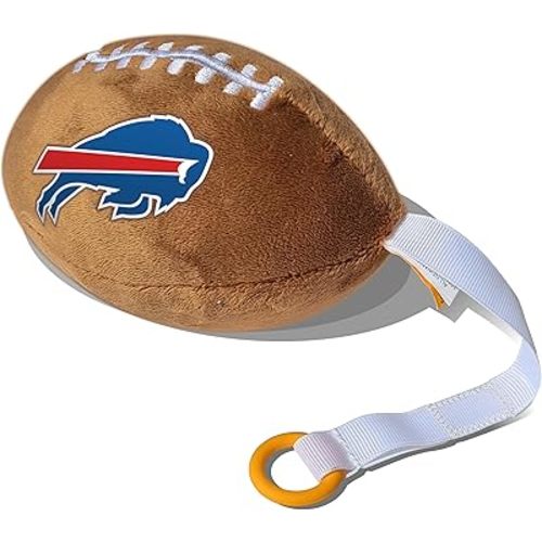 Buffalo Bills Plush Football Pacifier Holder by Smilo - Officially Licensed NFL Soother Holder - Soft Plush Toy and Dummy Holder - Fits Any Pacifier - Stroller Accessory & Newborn Essential