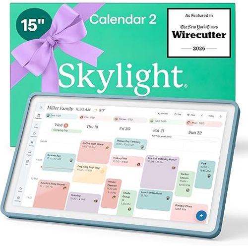 Skylight Calendar: 15-inch Wall Planner Digital Calendar & Chore Chart, Smart Touchscreen Interactive Display for Family Schedules – Wall Mount Included, Great for Organizing Your 2026 Calendar