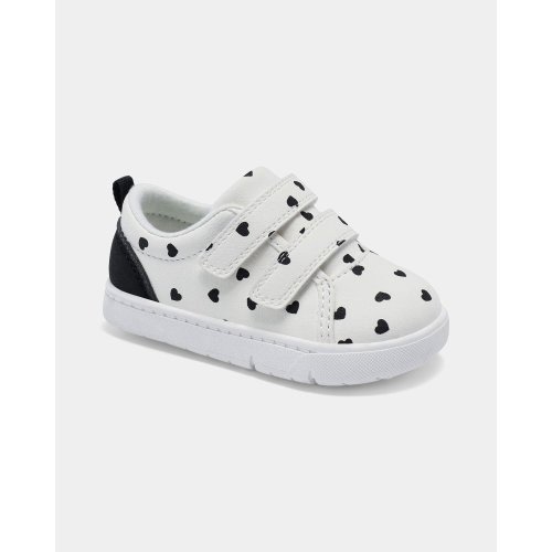 Baby Girl Heart Print Every Step® First Walker Casual Shoes - White/Black | Carter's