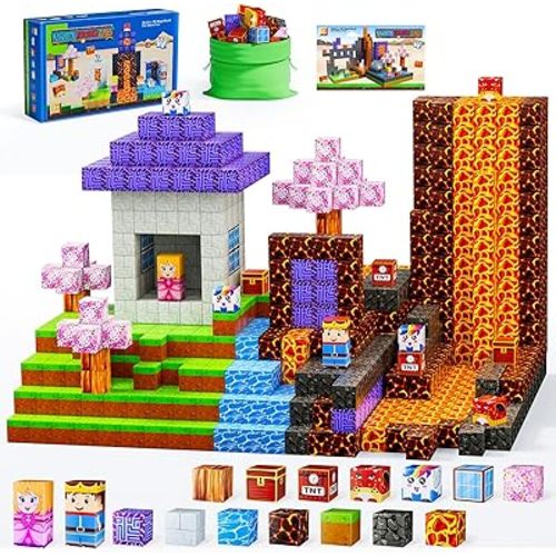 Magnetic Blocks - Build Magnet World Magic Portal Set, Magnetic Tiles Building Blocks Toddler Toys STEM Sensory Outdoor Toys for 3+ Year Old Boys & Girls, Creative Kids Games Kids Toys-120PCS