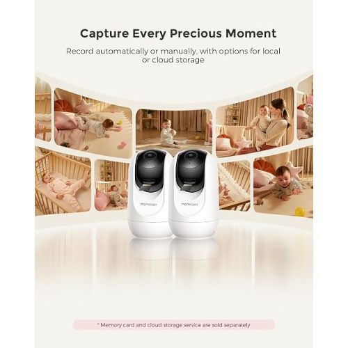 Momcozy BM04 Smart WiFi Baby Monitor with 2 Cameras, 5" 1080P Split Screen