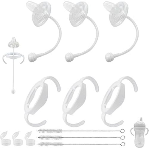 Sippy Cup Conversion Kit for Philips Avent Natural Baby Bottles, Weighted Straw Replacement Kit with Spout Nipples, Bottle Handle, 6+ Months, 3-Pack