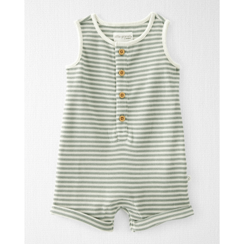 Baby Organic Cotton Waffle Knit Romper in Stripes - Little Planet | Carter's