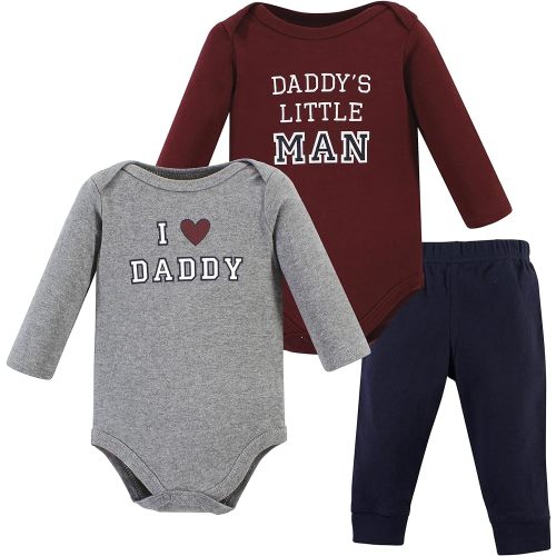 Hudson Baby Unisex Baby Cotton Bodysuit and Pant Set, Boy Daddy Long Sleeve, Preemie