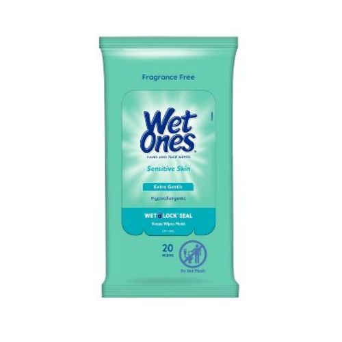 Wet Ones Sensitive Skin Hand And Face Wipes Travel Pack - Unscented - 20ct