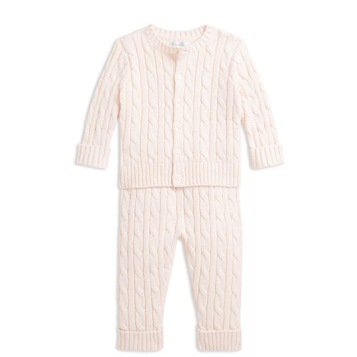 Cable Knit Cotton Cardigan & Pant Set - Baby