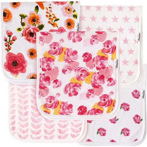 5-Pack Organic Cotton Burp Cloths – Large, Ultra-Soft 3-Layer Towels for Burping, Shoulder & Hand Use, Highly Absorbent