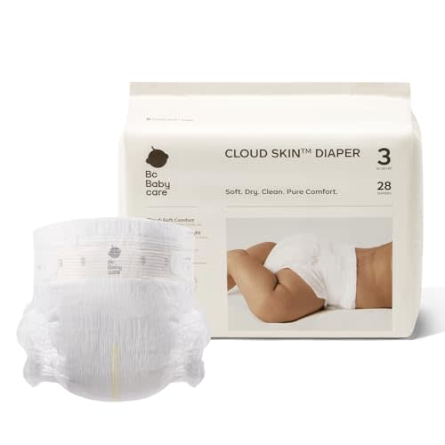 Bc Babycare Cloud Skin Baby Diapers, Size 3 (16-28 lbs), 28 Count – Ultra Soft & Dry, Leak-Proof Overnight Comfort, Hypoallergenic, Totally Chlorine-Free