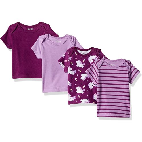 Hanes Baby T-Shirt, Flexy Soft Stretch Shirt, Expandable Shoulder, 4-Pack 6-12mo