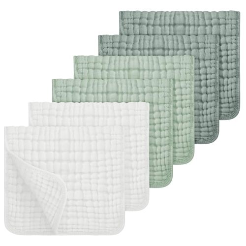 Looxii Muslin Burp Cloths 100% Cotton Muslin Cloths Large 20''x10'' Extra Soft and Absorbent 6 Pack Baby Burping Cloth for Boys and Girls(Multicolor)