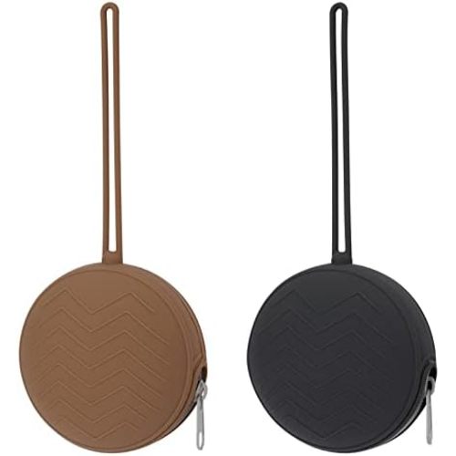 2 Pack Silicone Pacifier Holder Case, Clay, Dark Grey