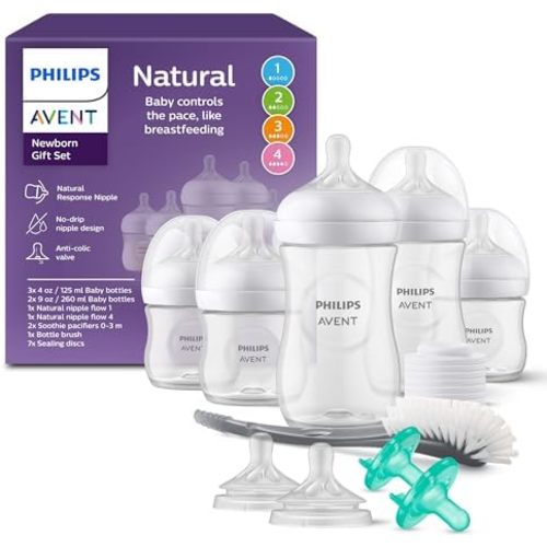 Philips Avent Natural Response Baby Gift Set - 5 Bottles, Soothie Pacifiers