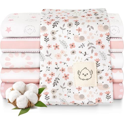 Organic Burp Cloths Baby Boy Girl, 6pk Large Burping Cloths (Sweet Charm)
