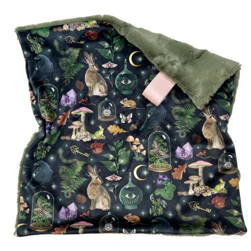Forest Magic Lovey Blanket | Witchy Forest Print Baby Blanket on Minky and Faux Fur | Woodland Nursery Decor | Soft Gift for Baby Girl