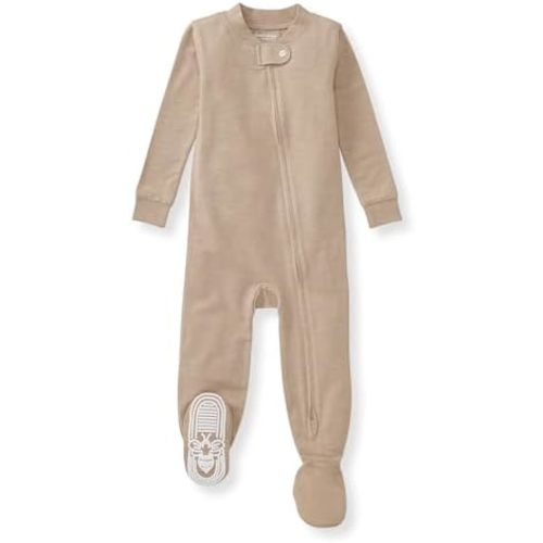Burt's Bees Baby unisex-baby Honeysoft Sleeper Pajamas, Zip Front Non-slip Footed Footie Pjs, Organic Cotton & Lyocell