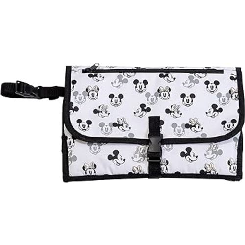 Disney Baby by J.L. Childress Portable Diaper Changing Station for Baby - Travel Diaper Changing Pad for Newborn, Essentials for Moms, Kit with Wipes Case & Storage Pockets - Mickey & Minnie Mouse