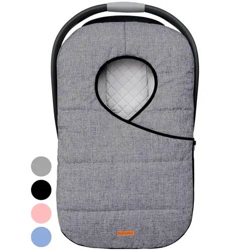 Winter Carseat Cover for Baby | Infant Car Seat Cover Baby | Doona Accessories | Winter Car Seat Canopy for Boys & Girls | New Born Essentials Must Haves for Cold Weather | Warm & Thick Fleece (Gray)