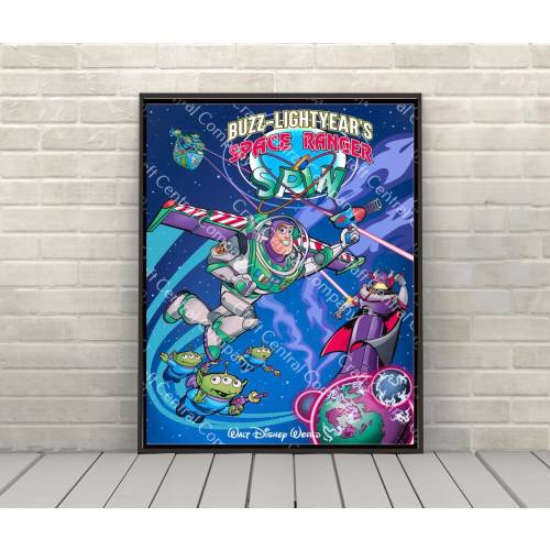 Buzz Lightyear's Space Ranger Spin Poster Disney Attraction poster Disney World Posters Tomorrowland Poster Disneyland Toy Story Wall Art