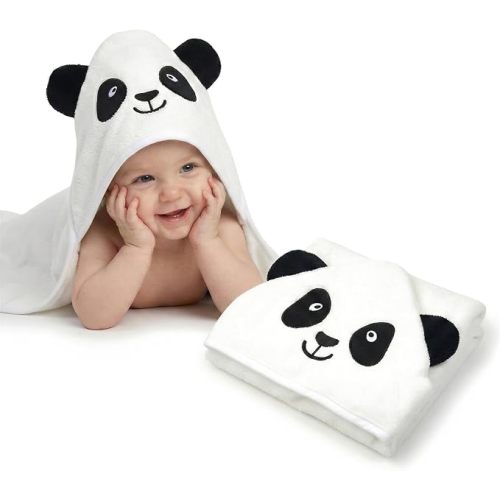 Premium Baby Towel for Bath with Hood, Extra Soft Fabric, Panda, White